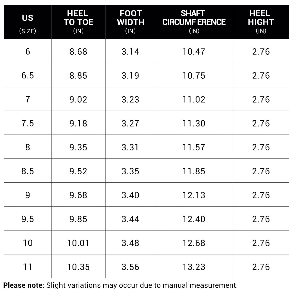 Size guide for Sloane Block Heel Ankle Boots