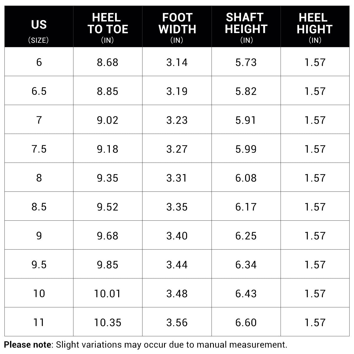 Size guide for Elara Classic Chelsea Ankle Boots