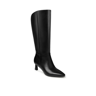 Noelle Wide-Calf Kitten-Heel Boots