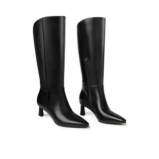 Noelle Wide-Calf Kitten-Heel Boots