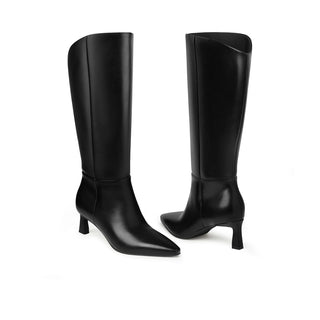 Noelle Wide-Calf Kitten-Heel Boots