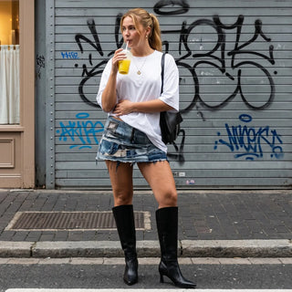 Noelle Wide-Calf Kitten-Heel Boots