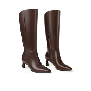 Noelle Wide-Calf Kitten-Heel Boots