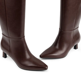 Noelle Wide-Calf Kitten-Heel Boots