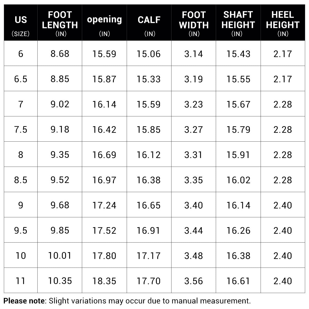 Size guide for Noelle Wide-Calf Kitten-Heel Boots