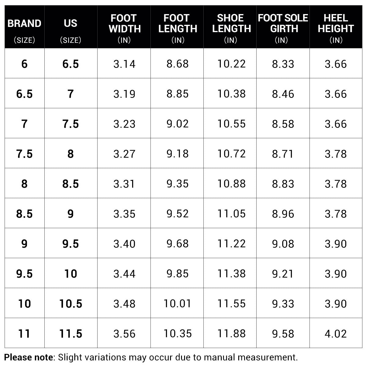 Size guide for Elara Patent Slingback Heels
